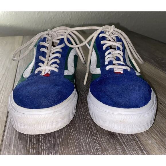 Vans Old Skool Size Mens 4.5 / Women’s 6 Blue Yellow Green Suede Sneaker Shoes - Picture 3 of 10
